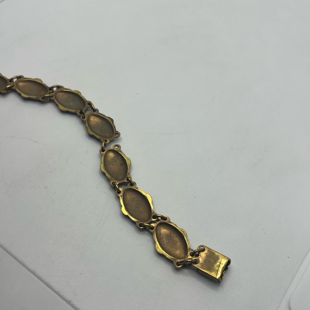 Toledo Spain gold tone black & white enameled design bracelet vintage - Picture 12 of 16